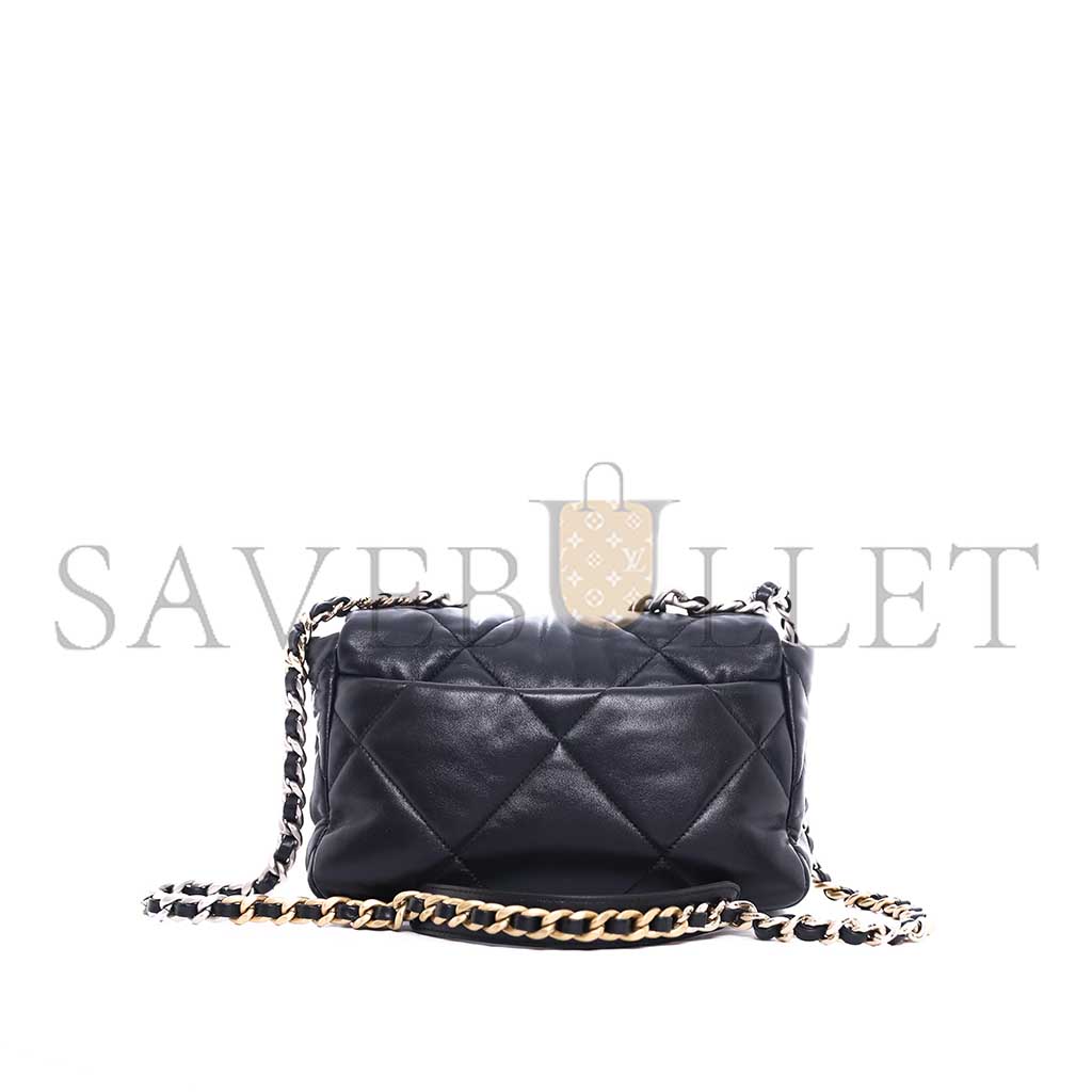 Ch*el 19 flap bag black lambskin mixed hardware as1160 (26*16*9cm)